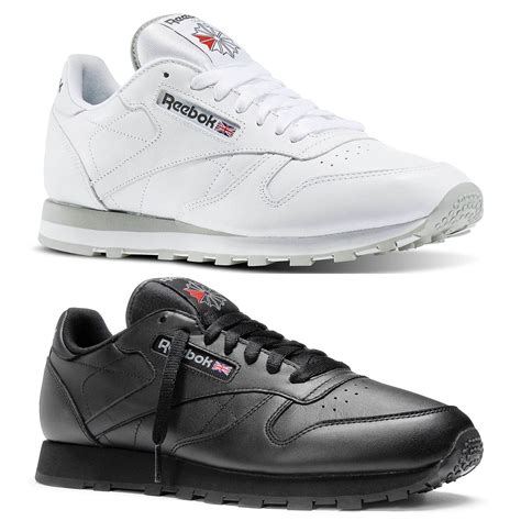 REEBOK CLASSIC TRAINERS RETRO LEATHER BLACK WHITE GREY 7 - 12 SNEAKERS ...