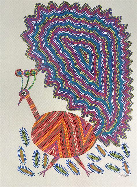 Bhil Art Painting – Dancing Peacock – Anahath