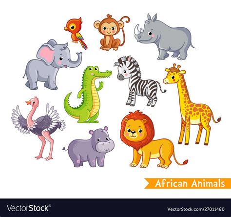 Set with african animals a collection of Vector Image | African animals ...