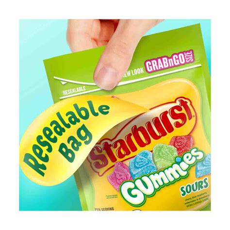 Starburst Sour Gummies Candy Resealable Bag, 8 oz.