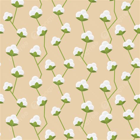 Cotton Decorative Seamless Pattern Wtih White Fluffy Flowers Vector ...