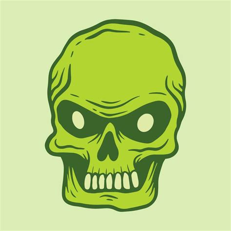 green Skull hand drawn illustrations for stickers, logo, tattoo etc ...