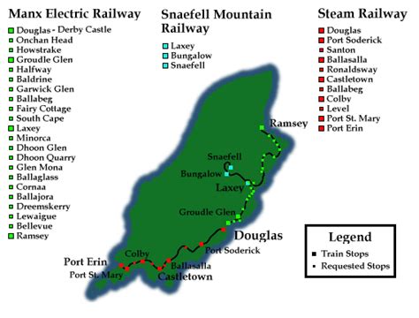 Isle of Man Guide - MAPS, Railway Map