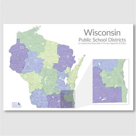 2018 Wisconsin Public School Districts and CESAs Map | DPI Publication ...