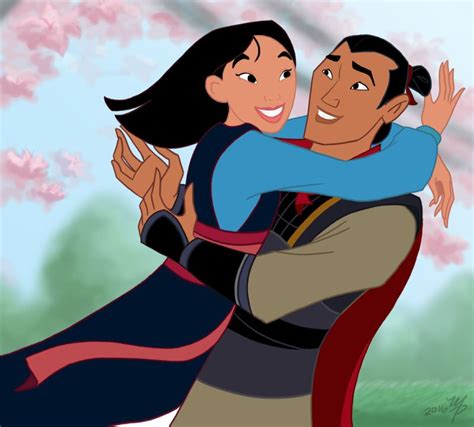 Mulan and Shang and their romantic loving embrace hug | Mulan disney ...