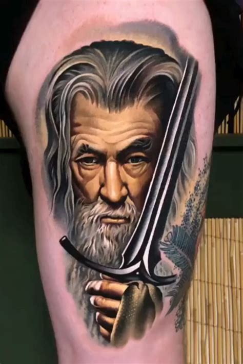 Gandalf The Grey Tattoo [Video] in 2024 | Grey tattoo, Earth tattoo ...