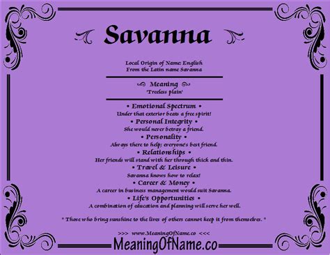 Savanna - Meaning of Name