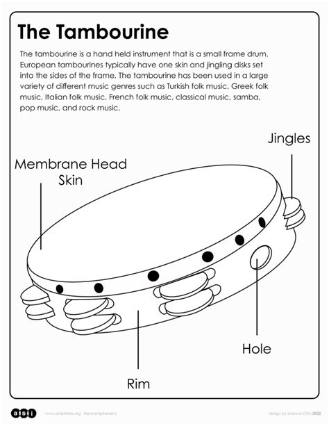 Musical Instrument Handouts: Tambourine | Art Sphere Inc.