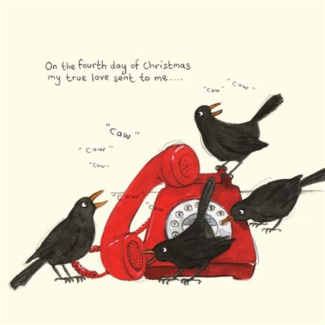 Four Calling Birds Christmas Card Funny Christmas Card - Etsy