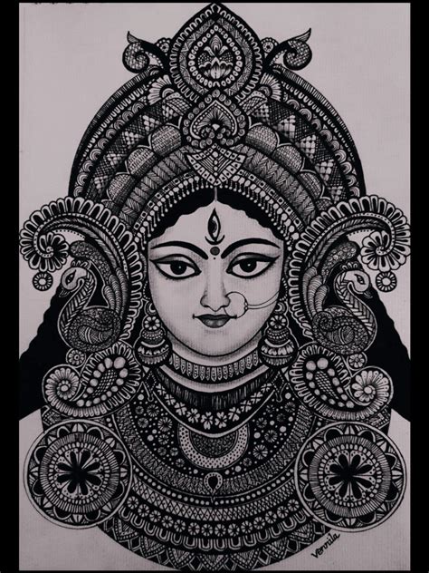 Durga Maa Face Mandala Art|Goddess Durga Maa|Mata Rani|Hindu Goddess ...