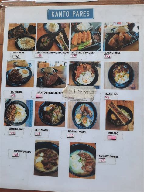 Menu at Kanto Pares Fairview (Commonwealth) restaurant, Quezon City