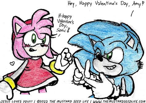 “Hey, Happy Valentine’s Day, Amy!” Sonic x Amy Art | The Mustard Seed Life