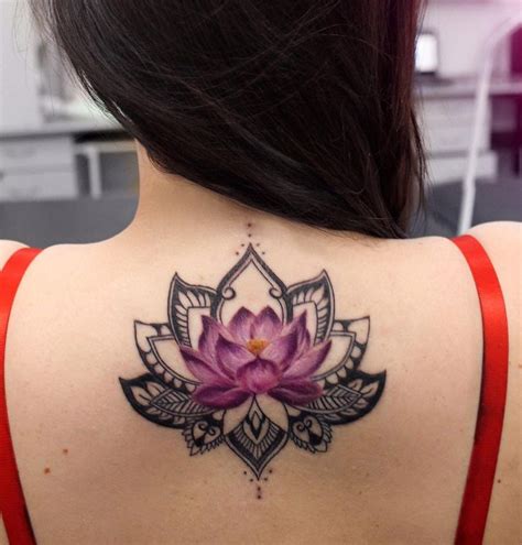 Color Lotus Flower & Black Mandala | Tattoos, Lotus flower tattoo ...