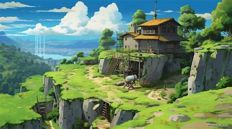 Premium AI Image | Anime Landscape in Studio Ghibli Style