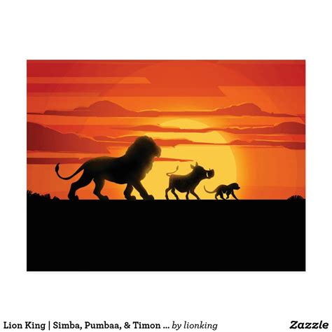 Lion King | Simba, Pumbaa, & Timon Silhouette Postcard | Zazzle | Arte ...