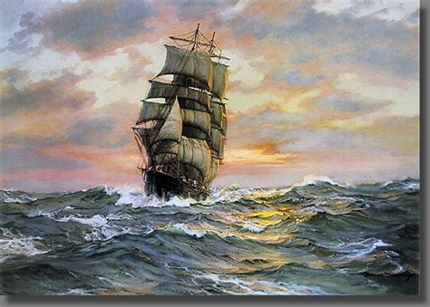 Vintage Paintings Of Ships At Sea