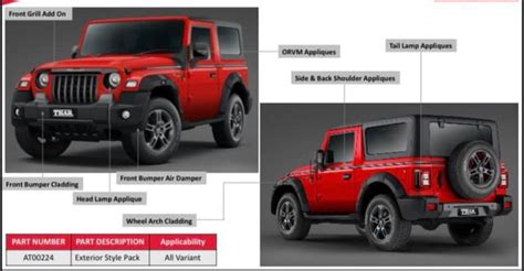 2020 Mahindra Thar brochure with official accessories leaked