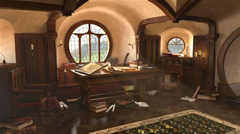 Research and study table of Bilbo Baggins. | Hobbit house, Hobbit house ...