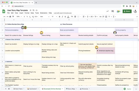 User Story Mapping Template Excel