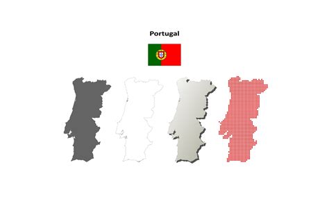 Portugal Outline Map Set Graphic by davidzydd · Creative Fabrica