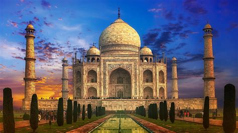 HD wallpaper: castle, taj mahal, agra, india, historic site, landmark ...