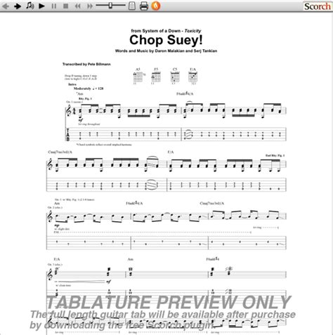 System of a Down Chop Suey Guitar Tab : Free System of a Down Guitar Tabs