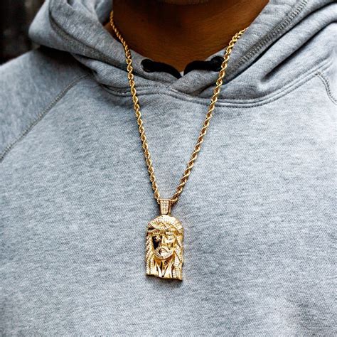 10K Solid Yellow Gold Mens Jesus Head Pendant With Round Cut Diamonds ...