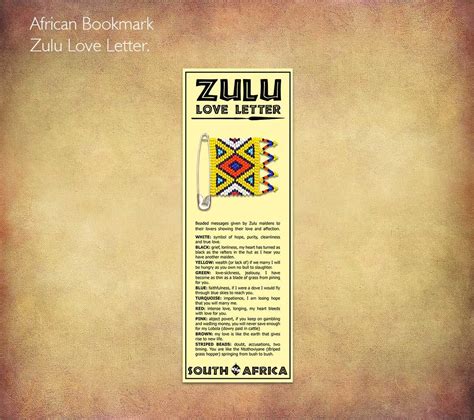 Zulu Love Letter Bookmark, shows the meaning of each bead colour. We ...