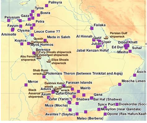 Topographic and bathymetric view of the Red Sea with locations of ...