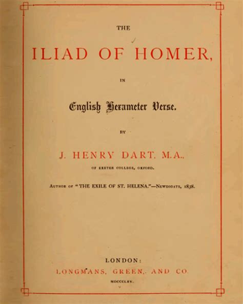 the Iliad Of Homer In English Hexameter Verse DjVu Book | Free ...