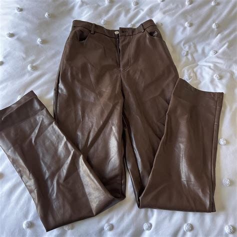 White fox boutique brown leather pants. Never wore I... - Depop