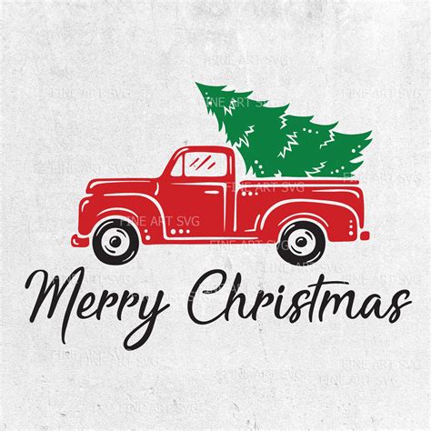 Merry Christmas Truck SVG File Christmas Tree SVG Design Red - Etsy Canada