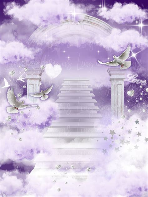 Purple Sky Clouds Heavens Stairway Memorial Background PNG Add - Etsy ...