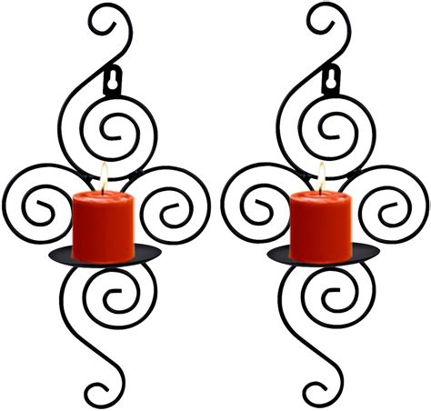 Wall Sconces Candle Holder, Kathy Set of 2 Elegant Swirling Iron ...