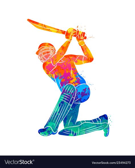 Abstract batsman playing cricket from splash Vector Image