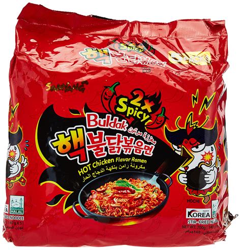 SAMYANG Spicy Hot (2x Spicy) Chicken Flavour Ramen Noodles, Pack of 5 ...