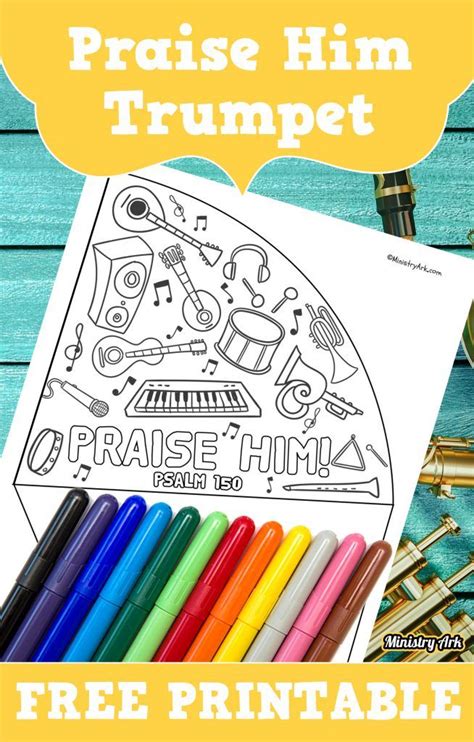 'Praise Him' Printable Trumpet Craft • MinistryArk | Sunday school ...