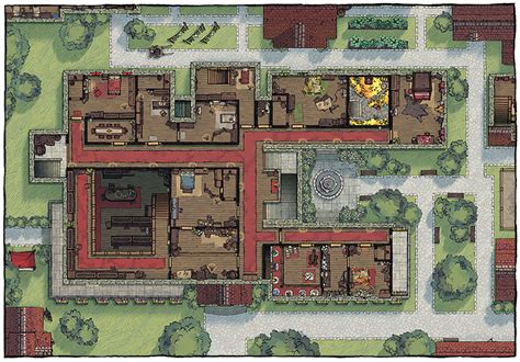 Avorio Mansion Battle Map preview - Floor 2 | 2-Minute Tabletop