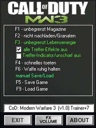 Call Of Duty Modern Warfare 3 Cheats Pc Trainer Download