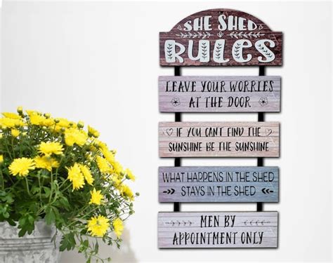 Wooden She Shed Sign She Shed Rules Sign Hanging Craft Room - Etsy Canada