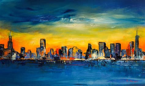 Chicago Skyline by Elise Palmigiani in 2021 | Skyline painting, Chicago ...