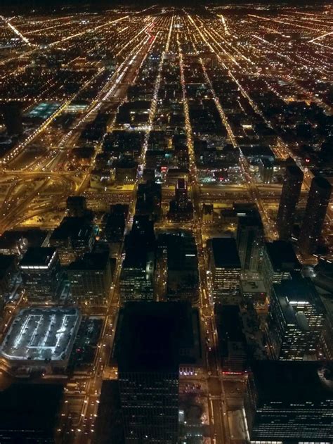 nighttime lights from the Willis Tower Skydeck in January 2014 ...