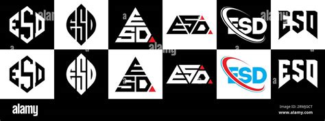 ESD letter logo design in six style. ESD polygon, circle, triangle ...