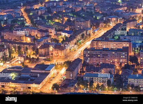 Piatra Neamt city at night, Romania Stock Photo - Alamy