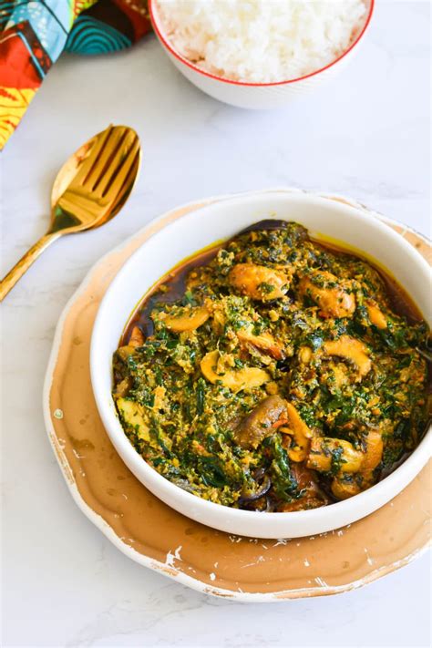 Spinach and Mushroom Egusi Stew - Bakes by Chichi