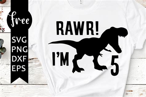 Rawr i’m 5 svg free, 5th birthday svg, dinosaur svg, instant download ...