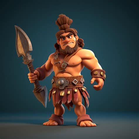 Premium AI Image | A cartoon character with a spear in his hand.