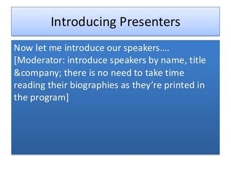 Moderator roles in a seminar