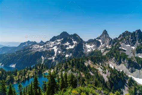 Mountains and alpine lakes summer blue sky Stock Photo by RLTheis ...