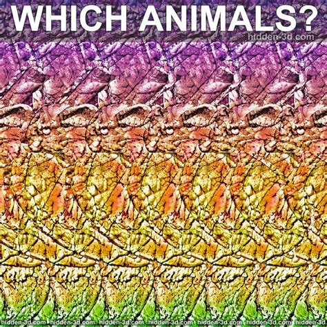 Stereogram by 3Dimka: How many and which animals?. Tags: turtle bunny ...